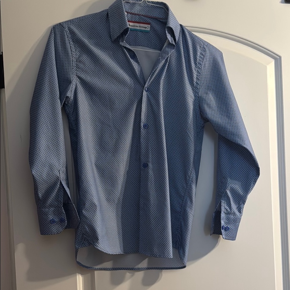 Boy’s Blue Patterned Dress Shirt
